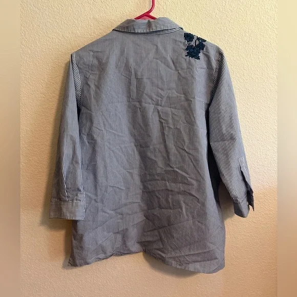 Zac and Rachel Blue Striped Button Down Shirt Size Large - Picture 10 of 11